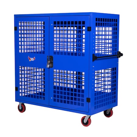 American Hawk Industrial Security Cart 48''W x 37''D x 64.75''H - Locking Utility Cart With Adjustable Shelf AH1556BLU